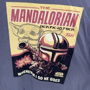 Funko POP Tees Men's L Graphic T-Shirt Star Wars Mandalorian Grogu Gray Tagless